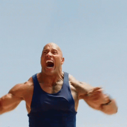 Dwayne Johnson contracting his muscles